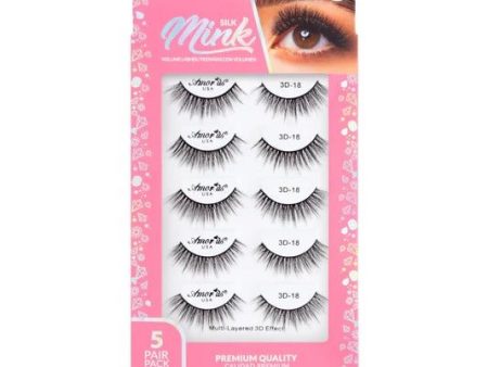 #18 - 5 Pair Pack Premium 3D Silk Mink False Lashes Online Sale