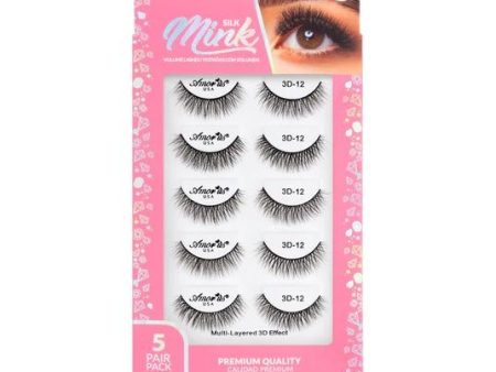 #12 - 5 Pair Pack Premium 3D Silk Mink False Lashes Sale