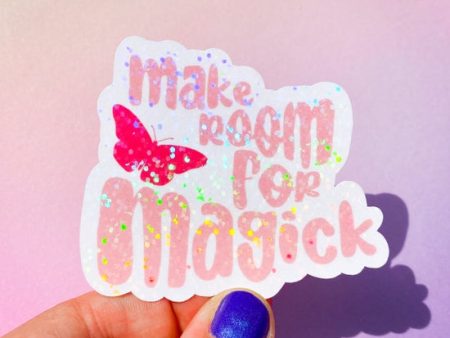 Holographic Glitter Make Room For Magick Sticker on Sale