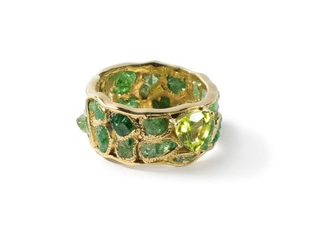 German Kabirski Aharu Rough Tsavorite and Peridot Ring Hot on Sale