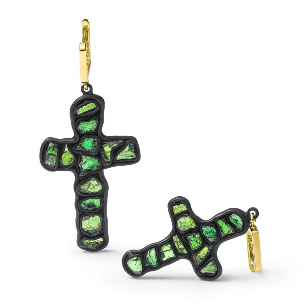 German Kabirski Cruce Rough Chrome Diopside Earrings Cheap