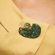 German Kabirski Gerad Green Fluorite and Rough Chrome Diopside Brooch on Sale