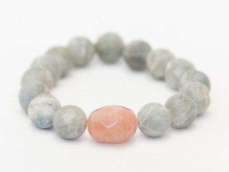 Matte Labradorite + Sunstone Center Bracelet For Sale