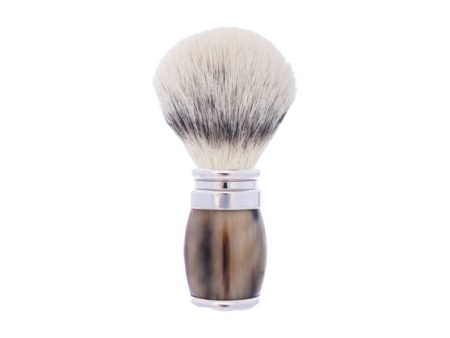 Plisson 1808 Horn and Chrome Finish & High Mountain White Fibre Shaving Brush on Sale