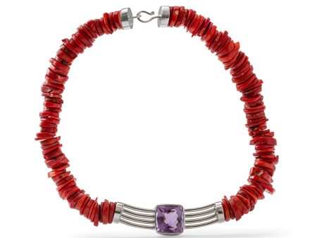 German Kabirski Purpura Amethyst and Coral Necklace Online now