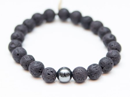 Lava Rock + Gunmetal Hematite Healing Bracelet For Discount