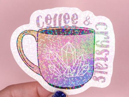 Holographic Glitter Coffee & Crystals Mug Sticker Sale