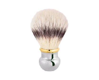 Plisson 1808 Two-Tone Palladium and Gold Finish  High Mountain White  Fibre Shaving Brush Boule Fashion