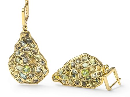 German Kabirski Sebb Rough Yellow Sapphire and Peridot Earrings Online Hot Sale