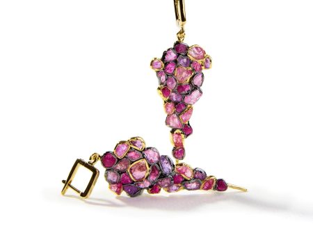 German Kabirski Skye Rough Pink Sapphire and Ruby Earrings For Sale